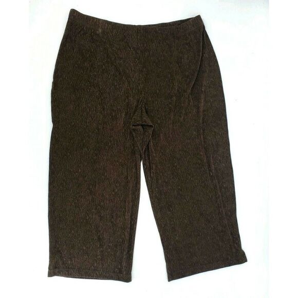 Coldwater Creek Crop Pants Slinky Crinkle Texture Travallure Brown 1X New - Picture 3 of 12